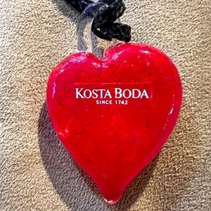 Kosta Boda Red Blown Glass Heart Pendant